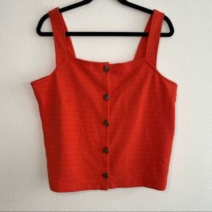 NWT Jcrew Textured Button Front Tank Top Sunset Coral